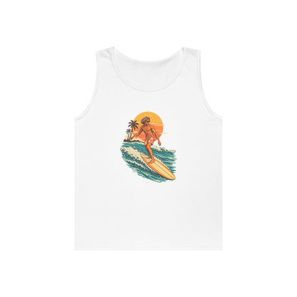 Surfing Sunset Tank — Retro Surfer Graphic Tank Top