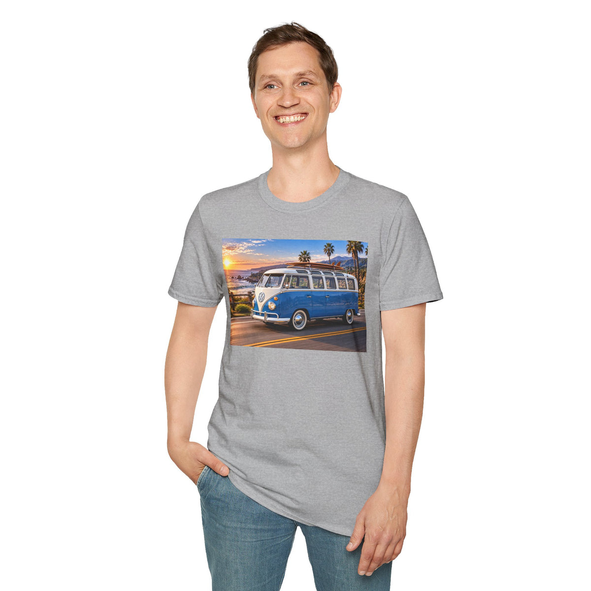Vintage VW Bus T‑Shirt — Retro Surf Van Sunset Graphic Tee