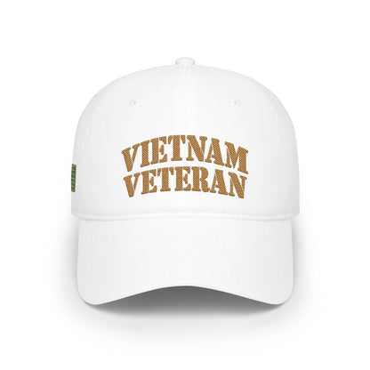 Vietnam Veteran Baseball Cap — Embroidered Gold Text Low Profile Hat for Veterans & Memorial Events