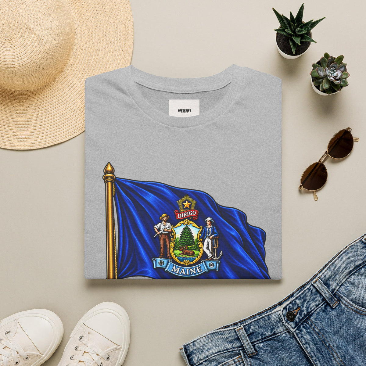 Maine State Flag T-Shirt — 'Dirigo (I Lead)' Vintage Flag Tee
