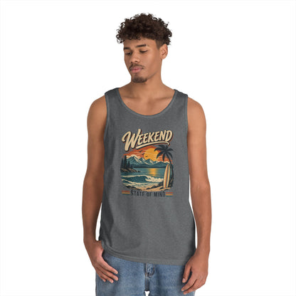 Weekend State of Mind Tank Top — Retro Beach Surf Sunset Graphic