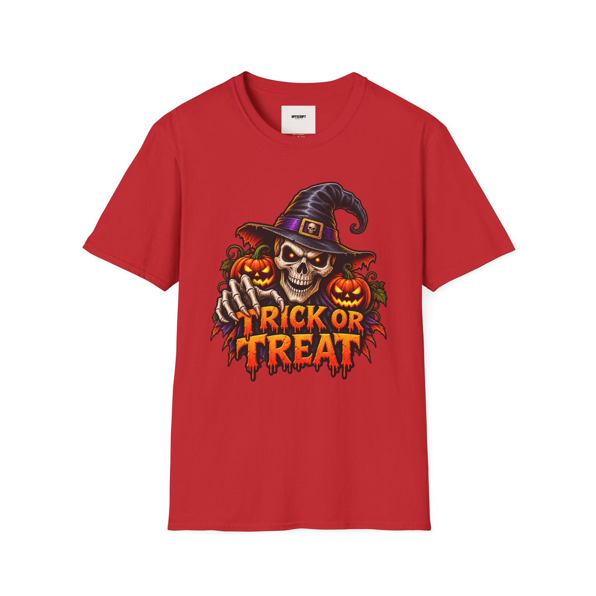 Halloween Skull Witch T-Shirt — "Trick or Treat" Pumpkin Tee