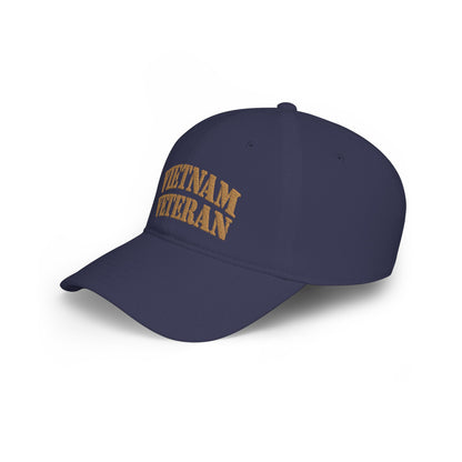 Vietnam Veteran Baseball Cap — Embroidered Gold Text Low Profile Hat for Veterans & Memorial Events