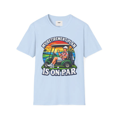 Retirement Golf T-Shirt — “My Retirement Plan Is On Par” Vintage Golf Cart Design