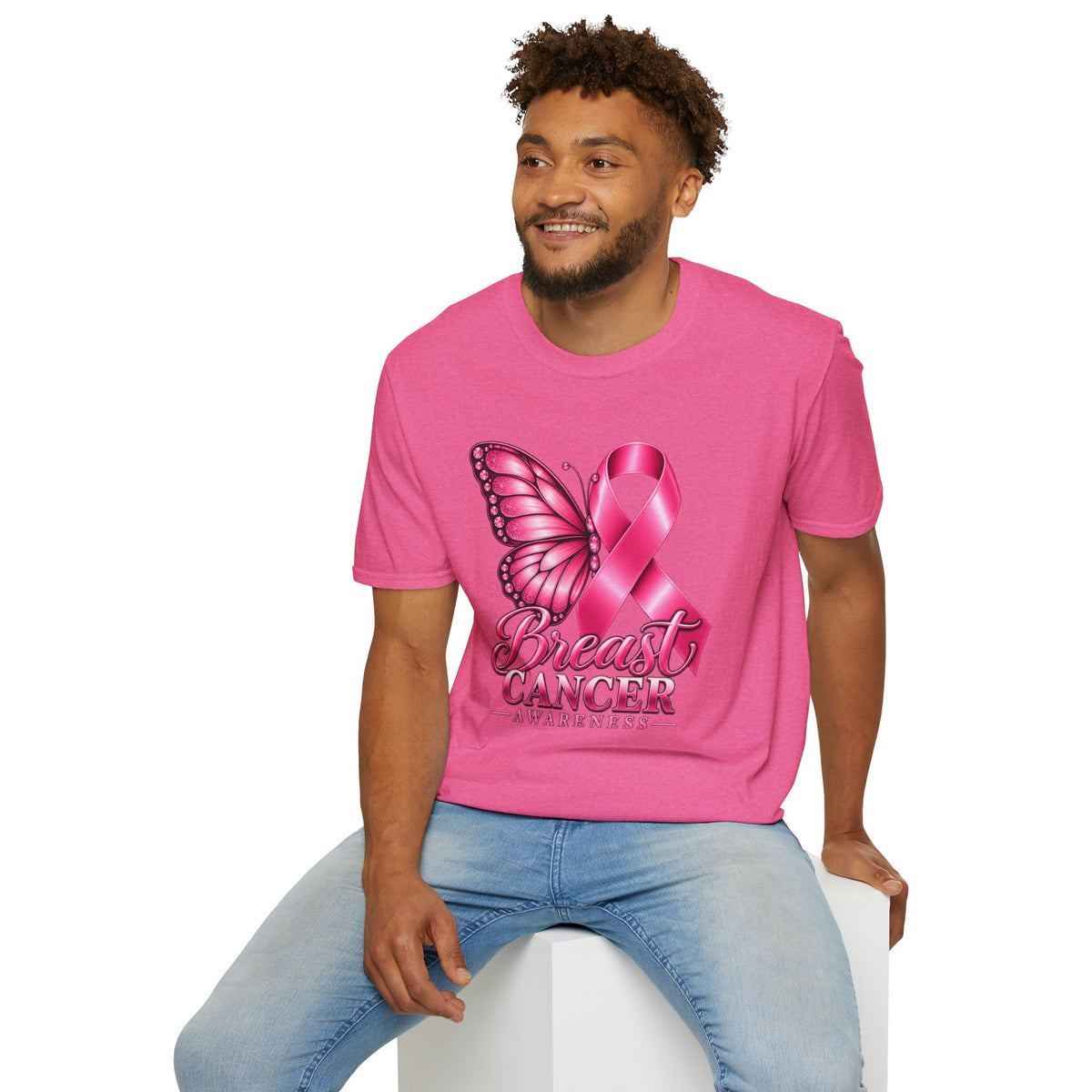 Pink Ribbon Butterfly Breast Cancer Awareness T-Shirt | Support Ribbon Tee