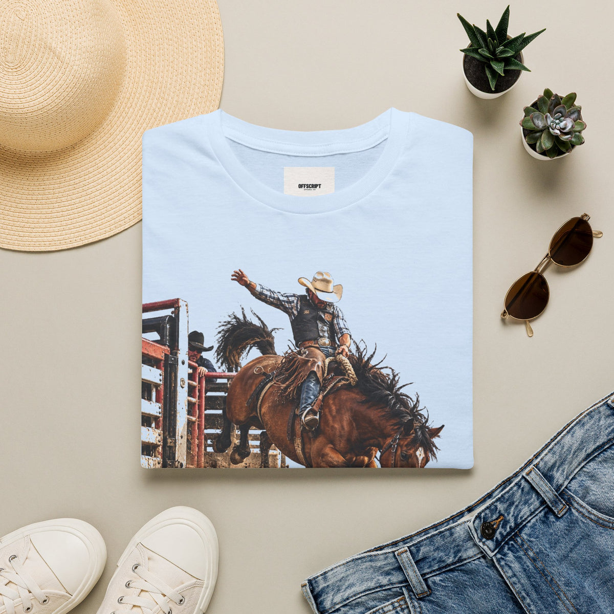 Rodeo Bucking Horse T-Shirt — 'Roping for Eight' Western Cowboy Shirt