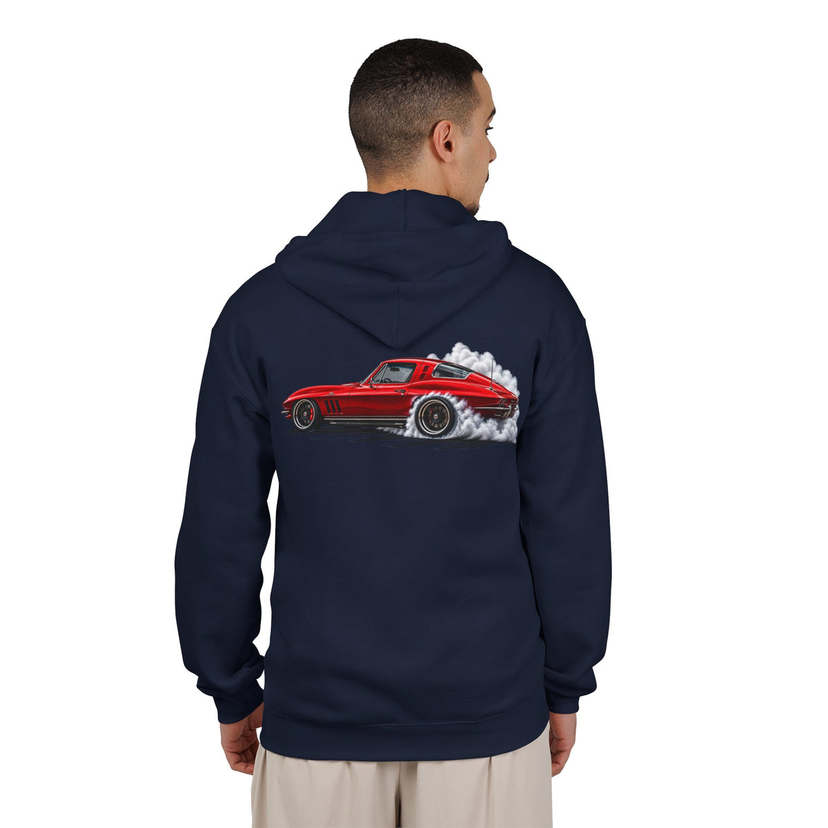 Classic Red Corvette Burnout Zip Hoodie