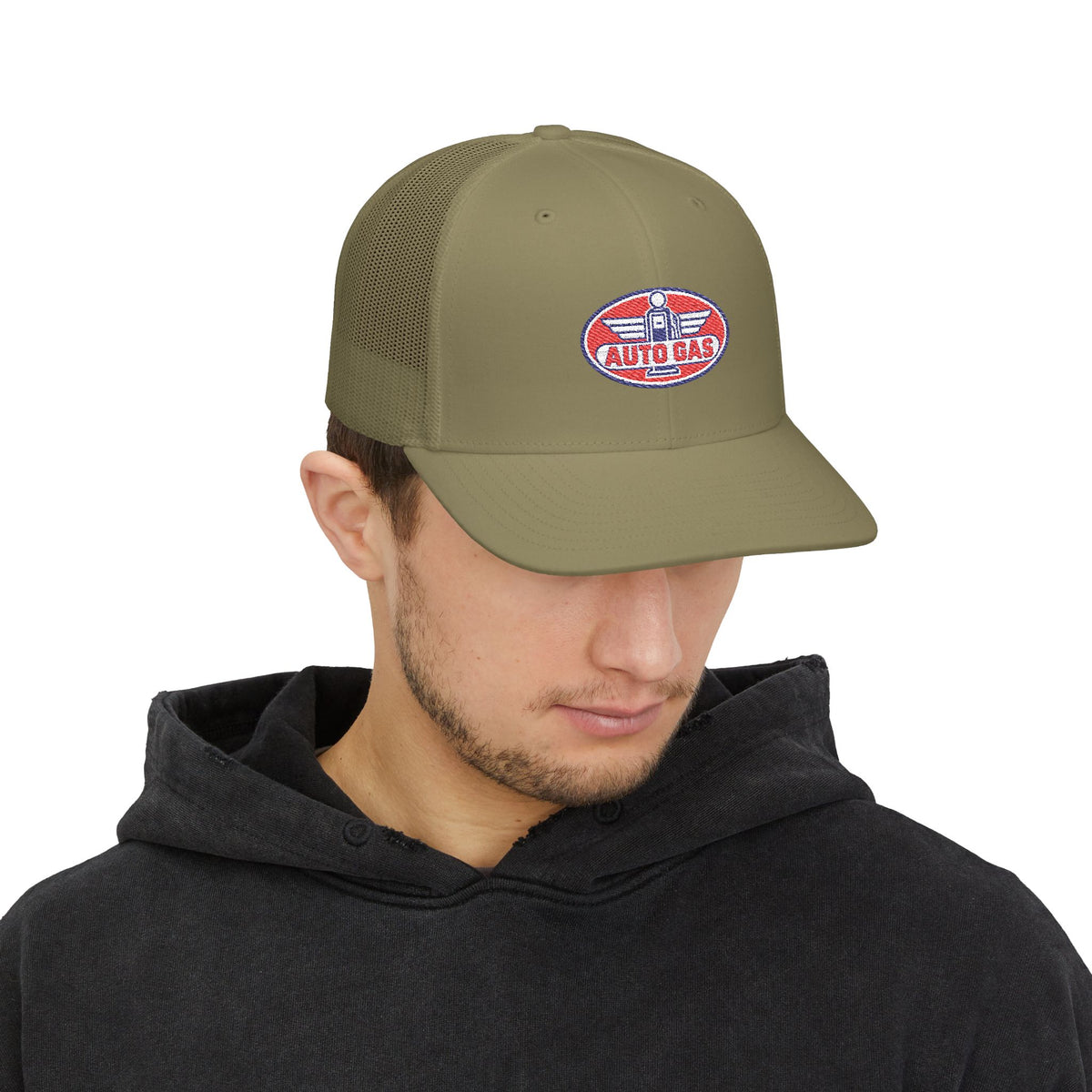 Auto Gas Vintage Trucker Cap — Retro Petrol Logo Snapback