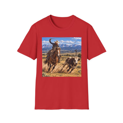 Cowboy Roping Photo T-Shirt — Western Ranch Scenic Tee