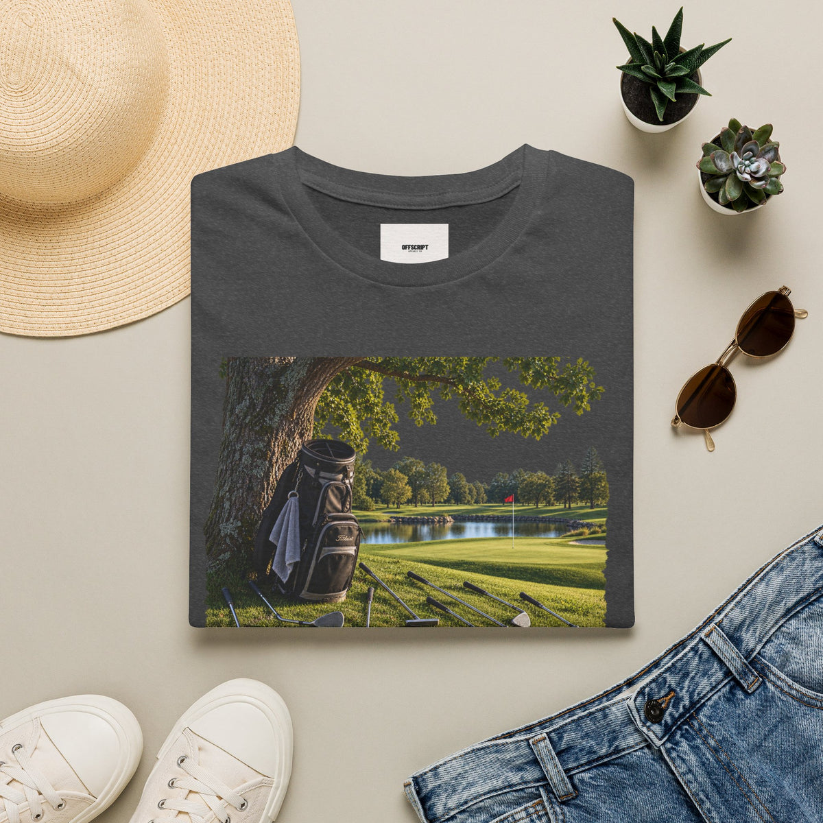 Golf Course Scene T‑Shirt — 'GOLF' Scenic Golfing Graphic Tee