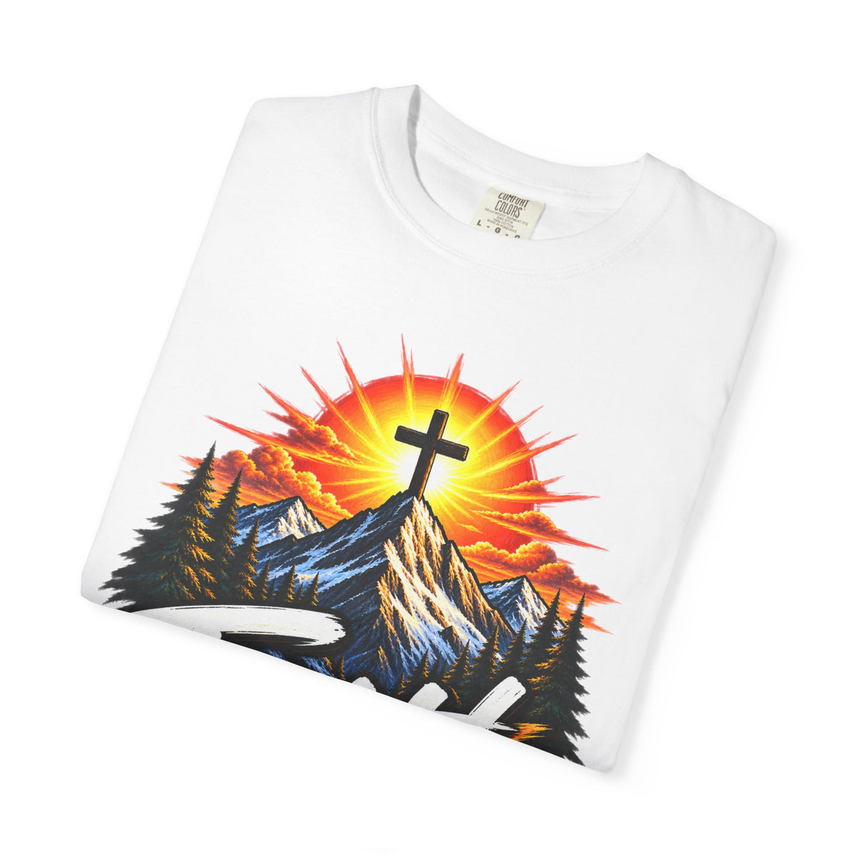 Faith Can Move Mountains T-Shirt | Christian Cross Mountain Graphic