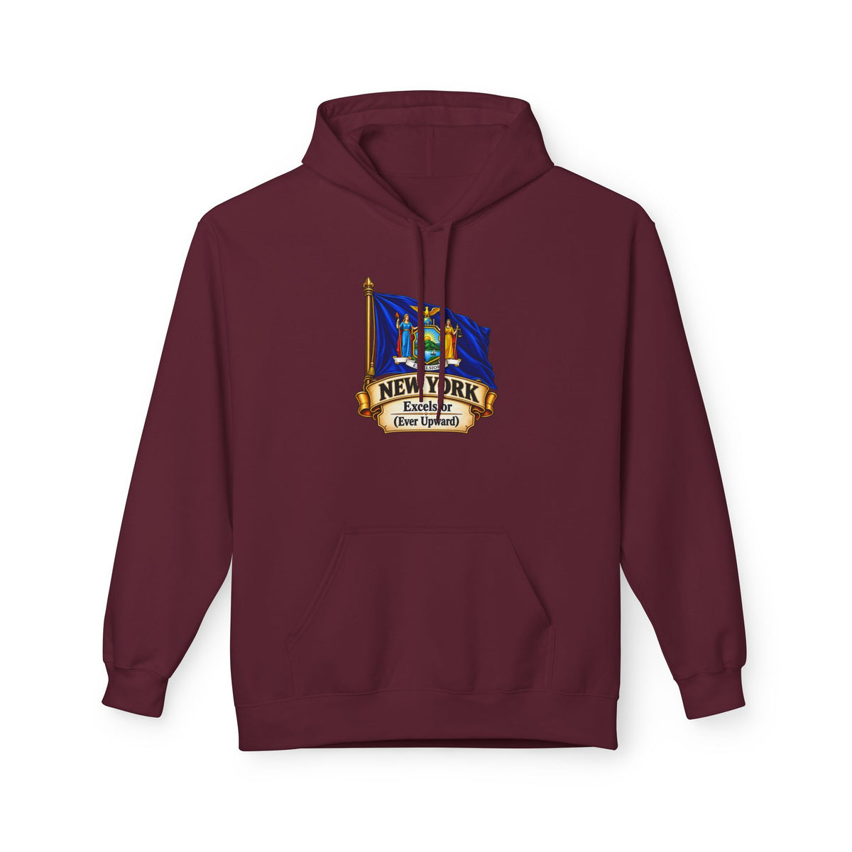 New York State Flag Hoodie – "Excelsior (Ever Upward)" Graphic Pullover
