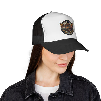 Muscle Car Emblem Trucker Cap | Vintage Hotrod Logo