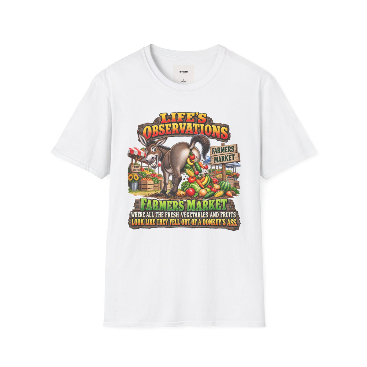 Life's Observations Farmers Market T-Shirt — Funny Donkey Produce Graphic Tee