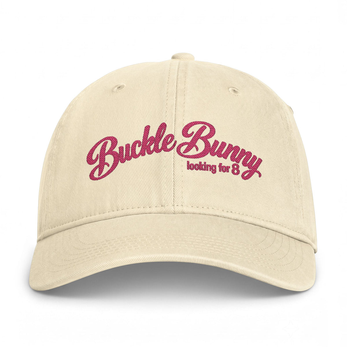Coastal Washed Cap — Pink Script "Buckle Bunny" Embroidered Baseball Hat