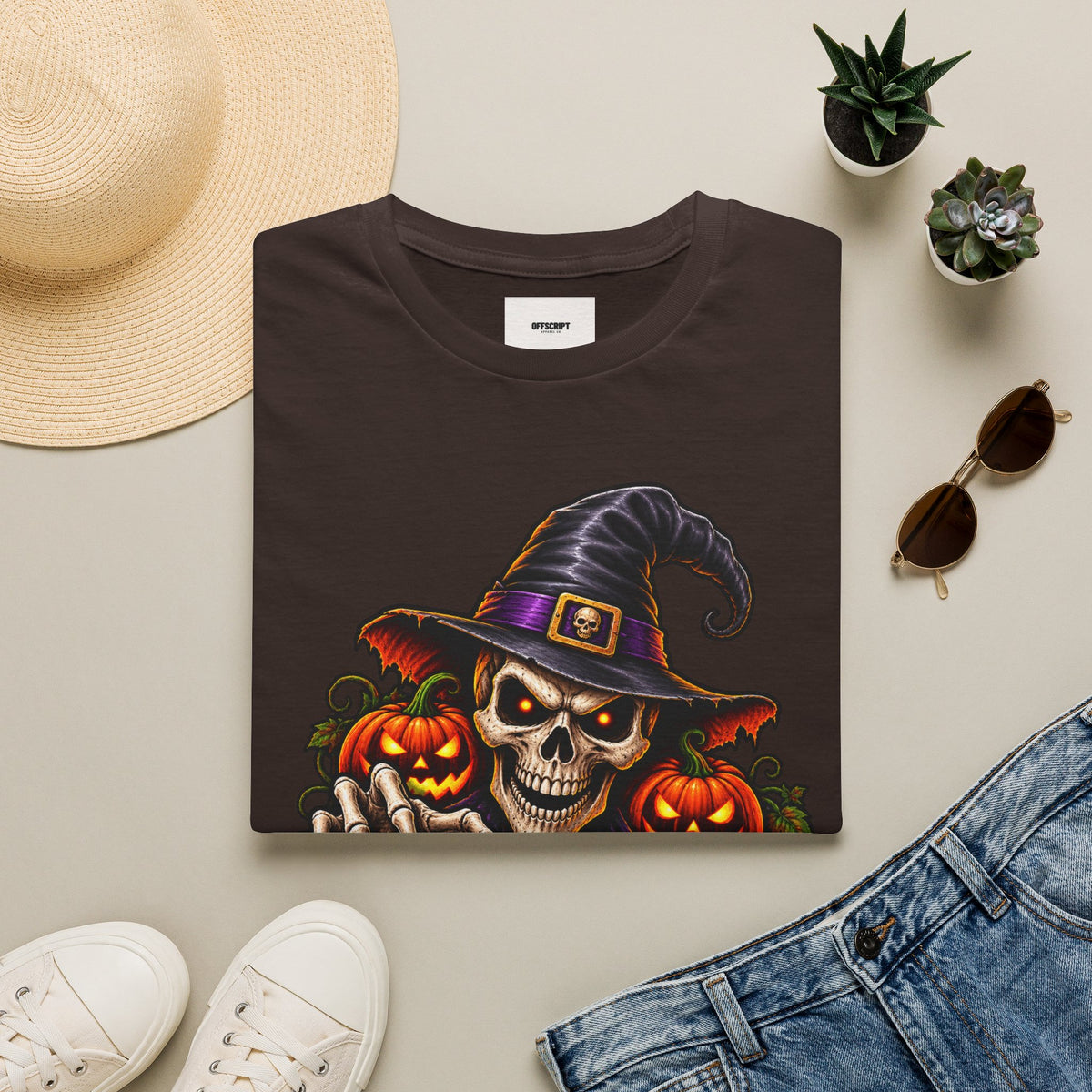 Halloween Skull Witch T-Shirt — "Trick or Treat" Pumpkin Tee