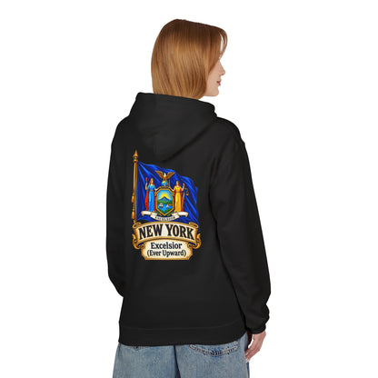 New York State Flag Hoodie – "Excelsior (Ever Upward)" Graphic Pullover