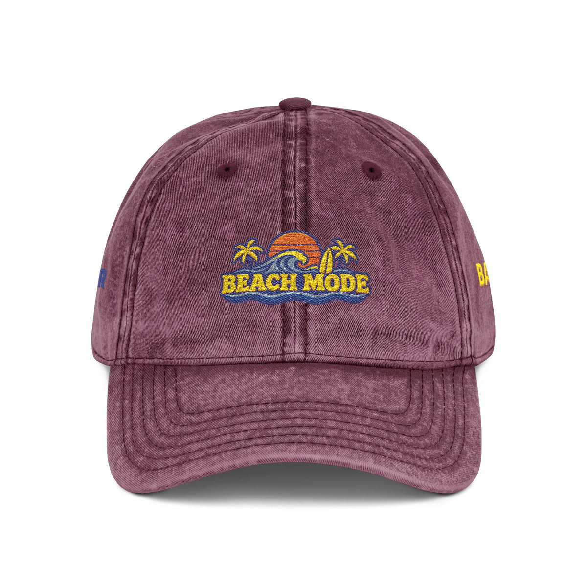 Vintage Embroidered Beach House Cap — Washed Red Dad Hat