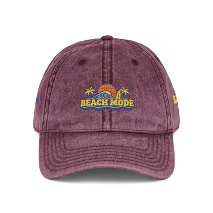 Vintage Embroidered Beach House Cap — Washed Red Dad Hat