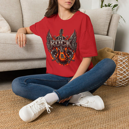 Rock Wings T‑Shirt — Vintage Guitar Flame Graphic Tee for Music Lovers