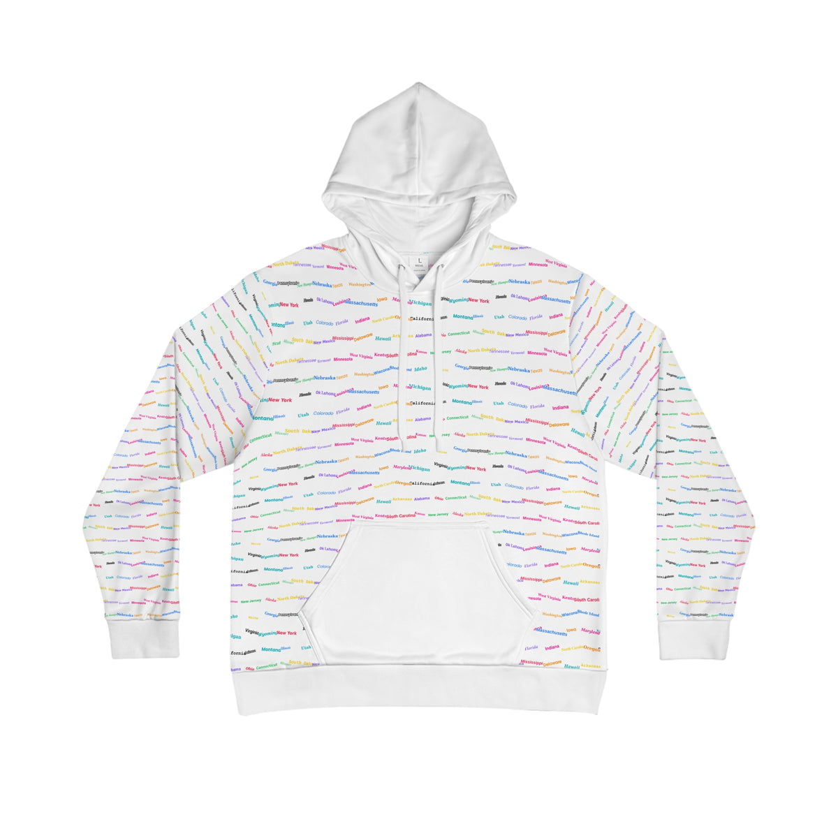 Pastel Script Pattern Hoodie — Colorful Handwritten Lines All-Over Print