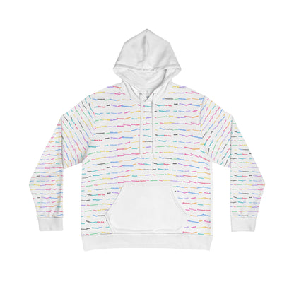 Pastel Script Pattern Hoodie — Colorful Handwritten Lines All-Over Print