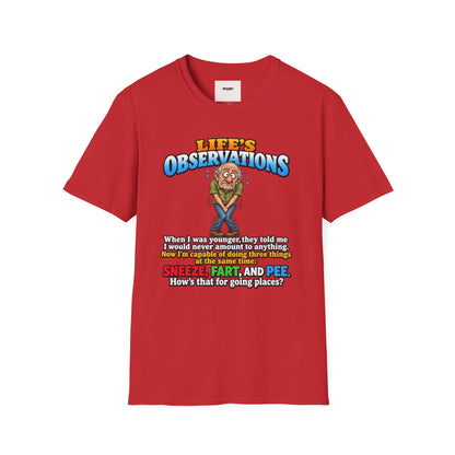 Life's Observations Funny Graphic Tee — Toilet Humor Bathroom Joke T-Shirt