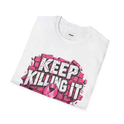 Keep Killing It pink ribbon T-Shirt | Breast Cancer Awareness, Motivational Graphic