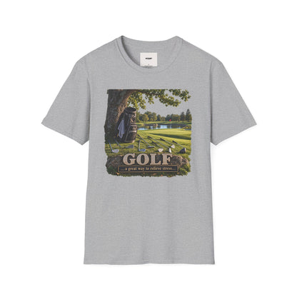 Golf Course Scene T‑Shirt — 'GOLF' Scenic Golfing Graphic Tee