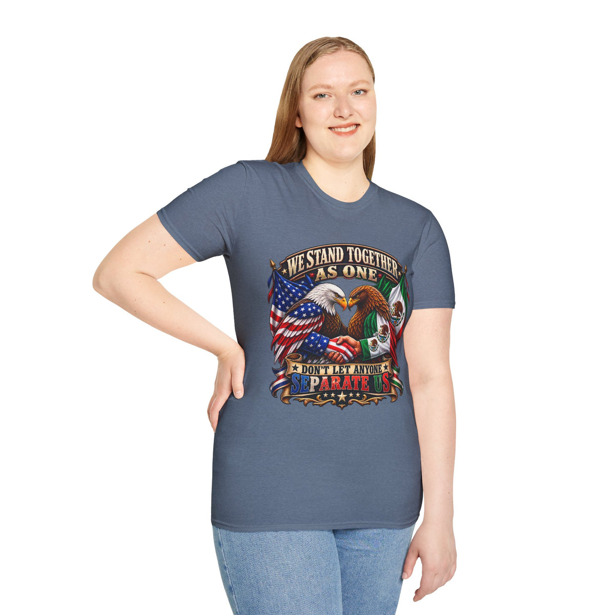 We Stand Together As One Eagle T-Shirt — USA & Mexico Unity Patriotic Tee