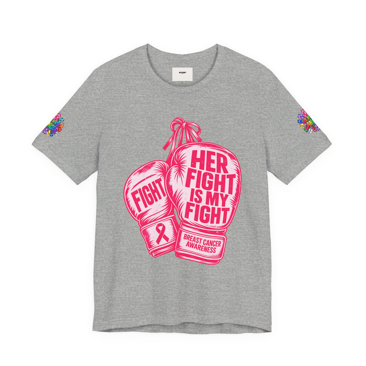 Breast Cancer Awareness Tee – “Her Fight Is My Fight” Boxing Gloves T-Shirt