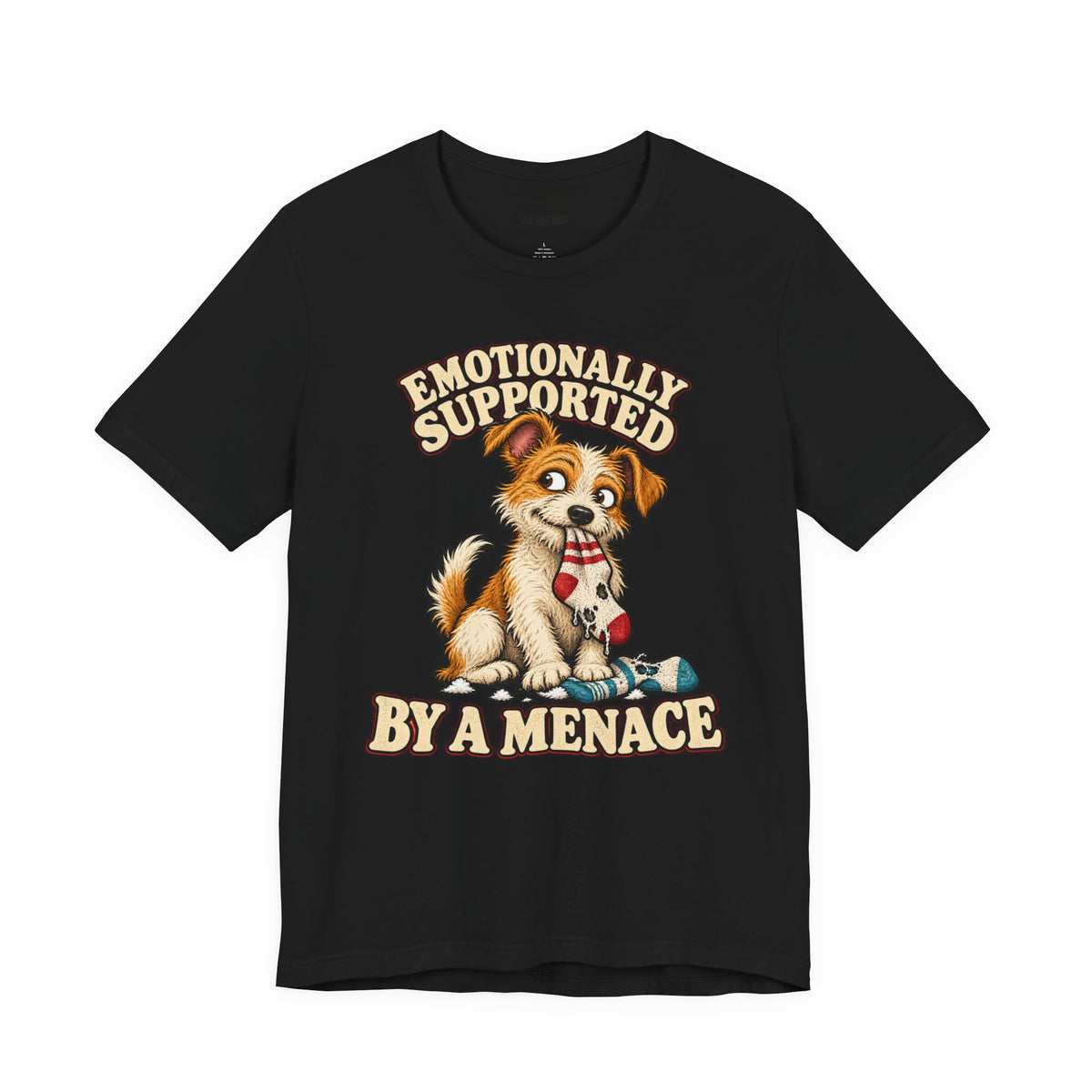 Emotionally Supported by a Menace Tee — Cute Puppy Graphic T‑Shirt