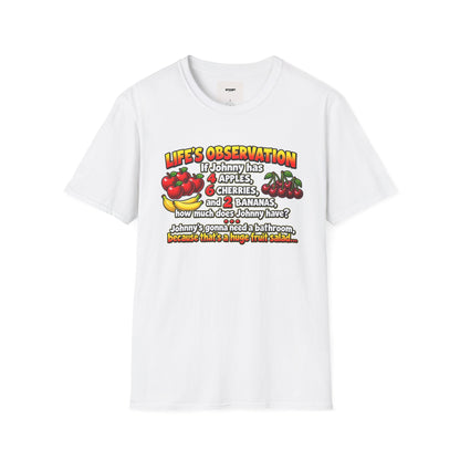 Life’s Observation Fruit Puzzle T-Shirt — Funny Johnny Math Joke Tee
