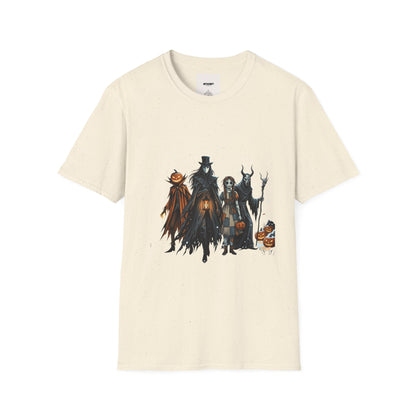 Halloween Gothic Crew T-Shirt — Haunted Pumpkin, Witch & Spooky Friends Design