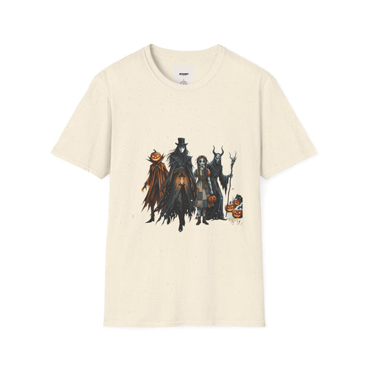 Halloween Gothic Crew T-Shirt — Haunted Pumpkin, Witch & Spooky Friends Design