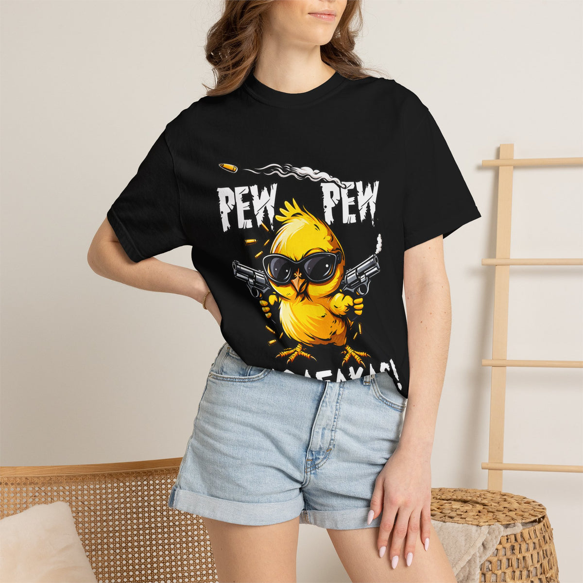 Pew Pew Madafakas Funny Duck Graphic T-Shirt