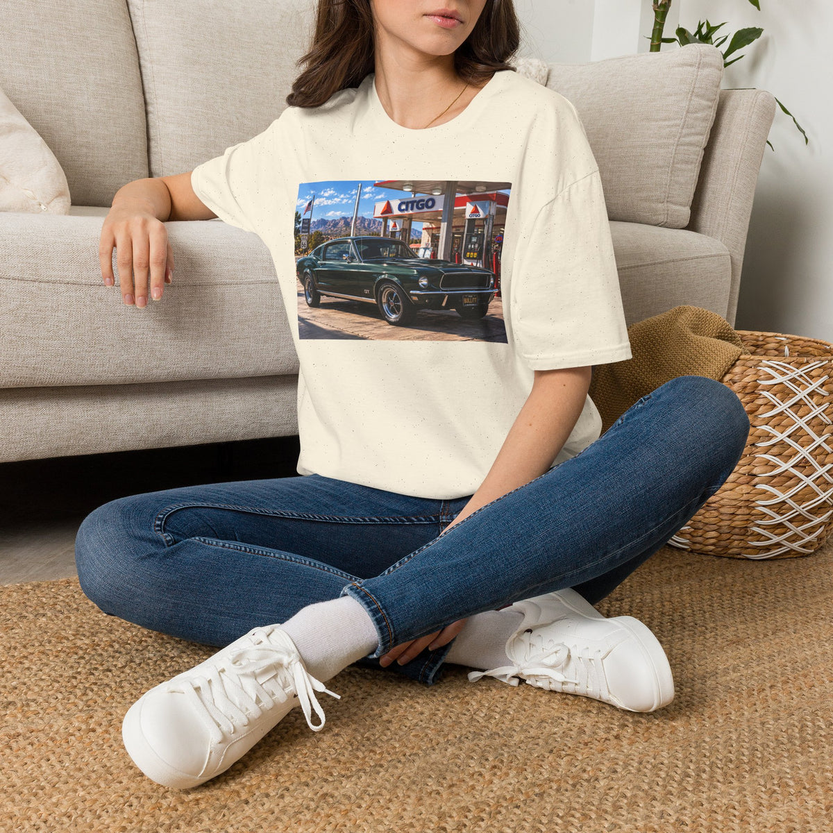 Classic Mustang Gas Station Tee — Retro Muscle Car T-Shirt