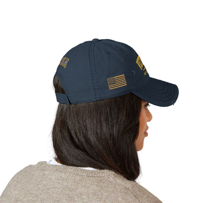 Veteran Embroidered Distressed Dad Hat — USA Honor Gratitude