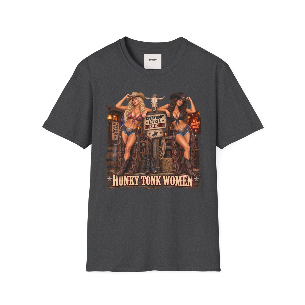 Cowgirl Pinup T-Shirt — "Bunny Tonk Women" Western Graphic Tee