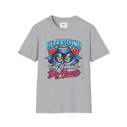 Ultrasound Twins T‑Shirt — Tiny Humans Big Hearts Pregnancy Tee