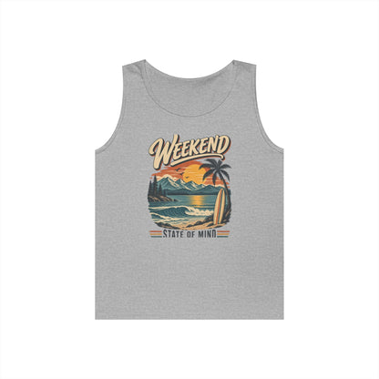Weekend State of Mind Tank Top — Retro Beach Surf Sunset Graphic