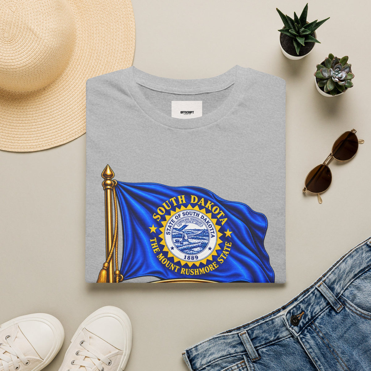 South Dakota Flag T‑Shirt — "Under God the People Rule" State Pride Tee