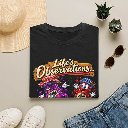 T-Shirt — "Life's Observations: I Must Be Jelly 'Cause Jam Don't Shake Like That" Retro Jar Cartoon Tee