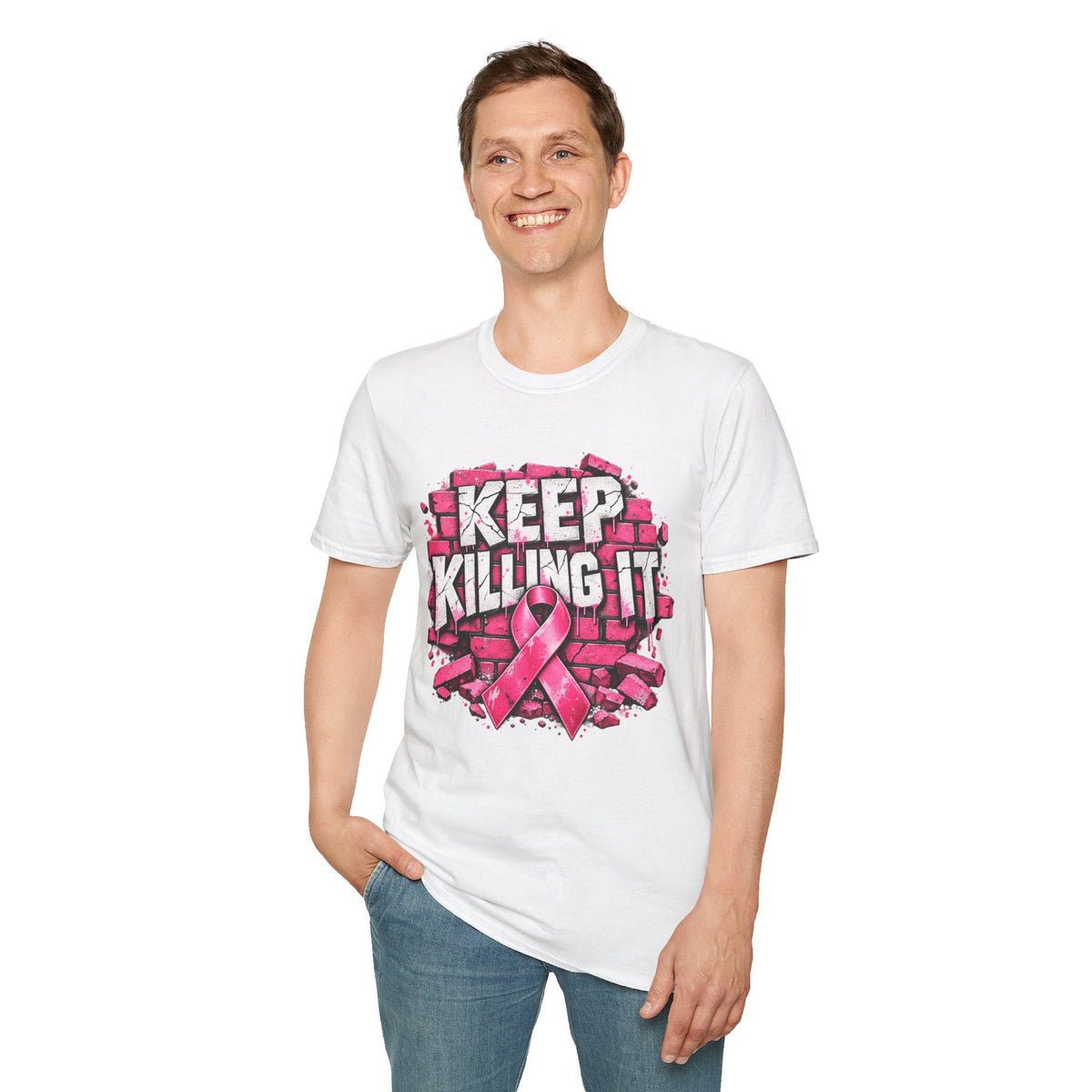 Keep Killing It pink ribbon T-Shirt | Breast Cancer Awareness, Motivational Graphic