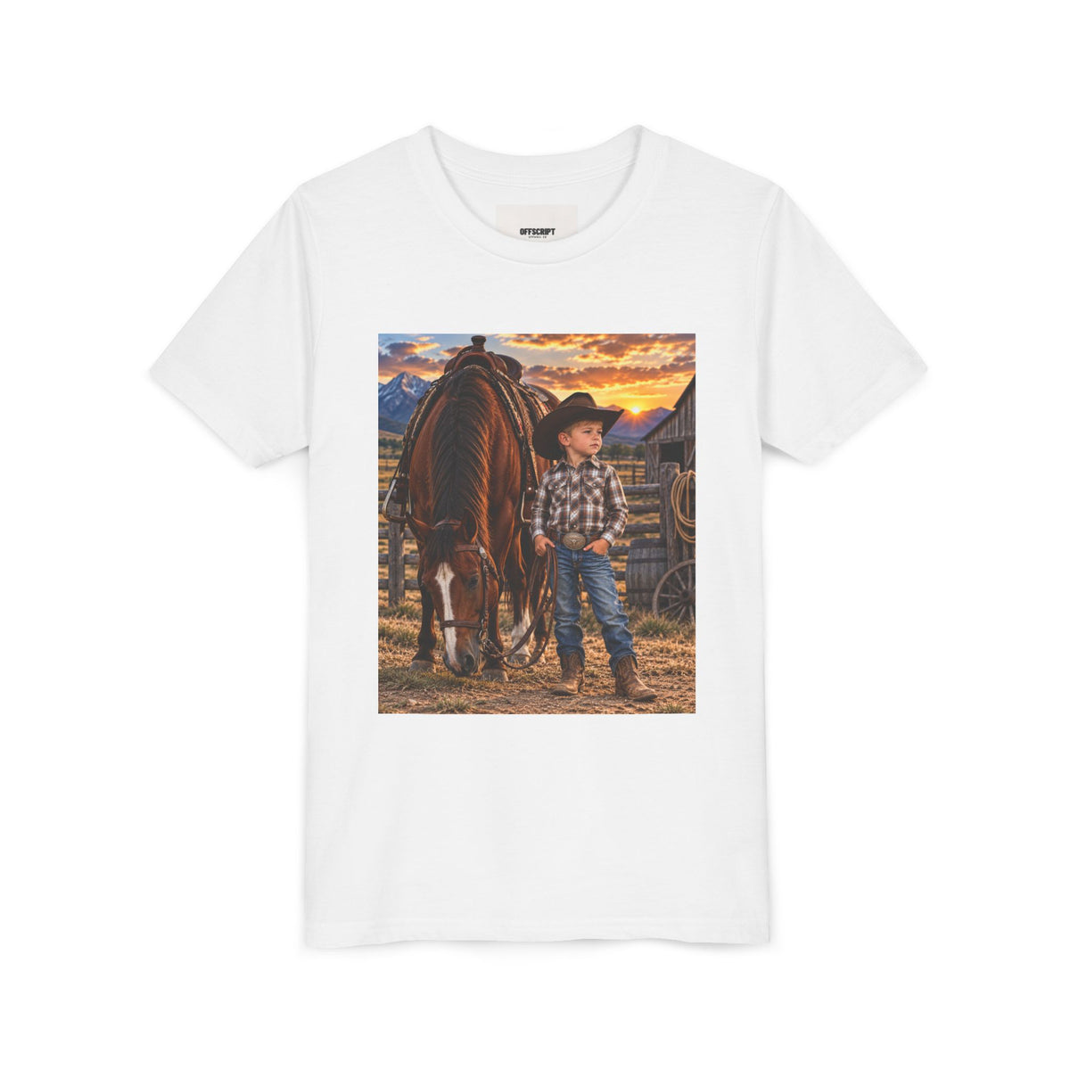 Youth Western Cowboy Tee — Little Cowboy & Horse Graphic Shirt