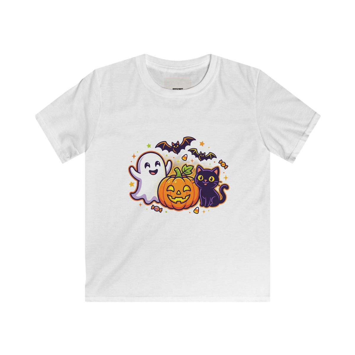 Kids Halloween Tee - Cute Ghost, Jack-O'-Lantern & Black Cat Shirt for Children