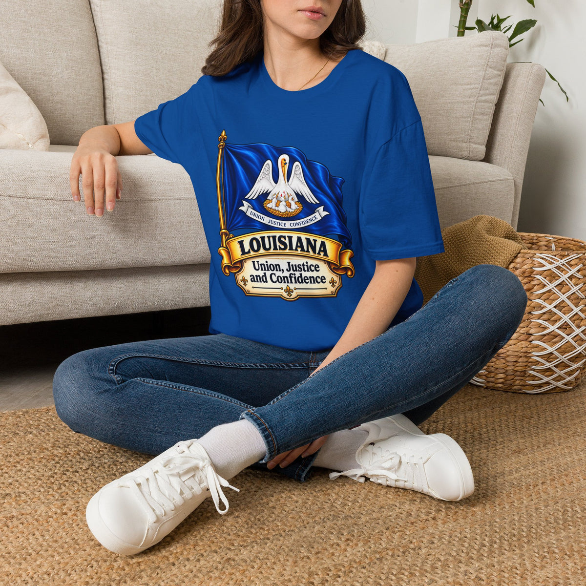 Louisiana State Flag T-Shirt — Pelican Emblem "Union, Justice & Confidence" Tee