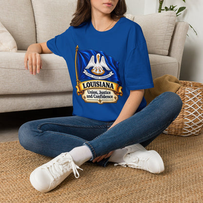 Louisiana State Flag T-Shirt — Pelican Emblem "Union, Justice & Confidence" Tee