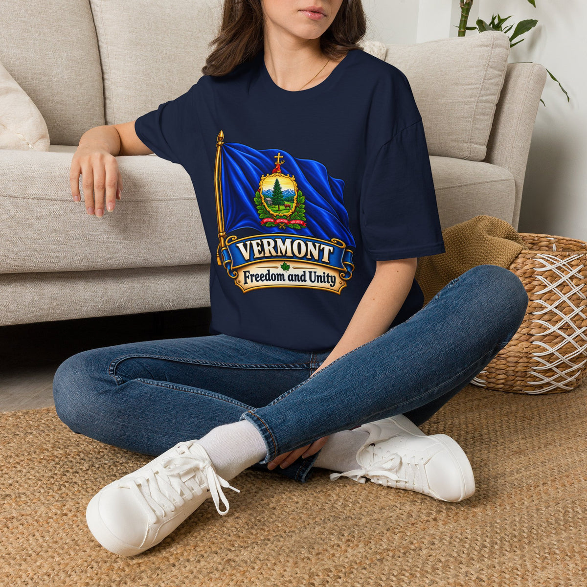 Vermont State Flag T‑Shirt — 'Freedom and Unity' Emblem Tee