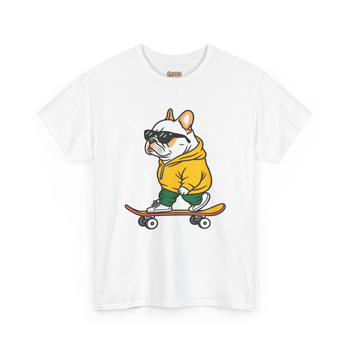 Skateboarding French Bulldog T‑Shirt – Cute Bulldog on Skateboard Graphic Tee